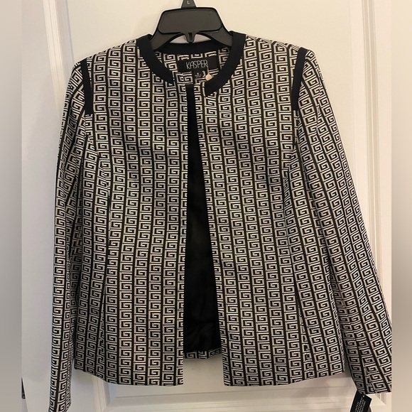 Kasper Hearts on Fire 3PC Lined Pant Suit. Blazer, Top & Pants Gold/Black NWT - Picture 4 of 14